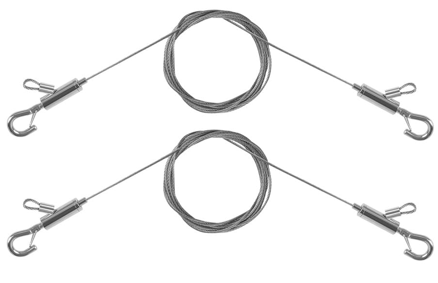 2PCS Adjustable Picture Hanging Wire 1.5m x 1.5mm Large Hooks, Picture Frame Wire Kit Heavy Duty 100lbs, Stainless Steel for Art, Mirror, Light Lamp, Billboards, Basket Flowerpot