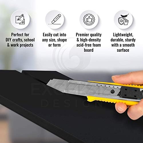 Black Foam Board 24 x 36 x 3/16" (5mm) Inch, 15 Pack Acid-Free Foam Core Poster Board Sheets for Art, Crafts, Presentation, Vision Board, Signboard, and Party Decorations