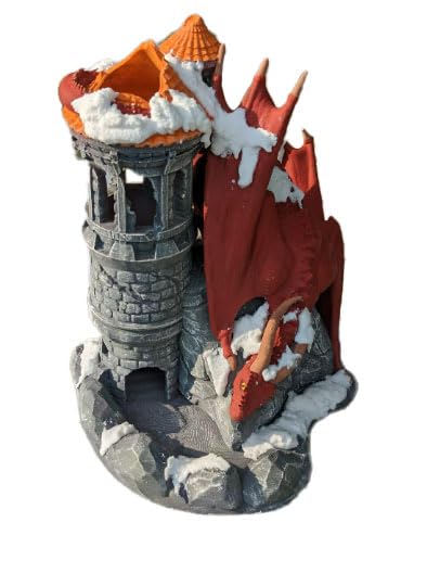 Dragon 3D Printed Dice Tower - Mythic Roll Collection - Unchained Games - Ascend to New Heights with your Rolls! (22.) Silk-Fire)