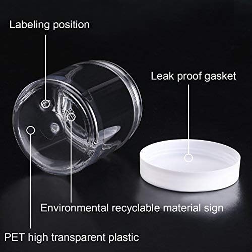 SATINIOR 12 Pack 8 oz Plastic Container Jars with Lids Round Clear Travel Cosmetic Container Slime Jars for Toiletries, Lotion, Cream, Ointments, Makeup, Rhinestone, Samples, Kitchen Storage(Clear)