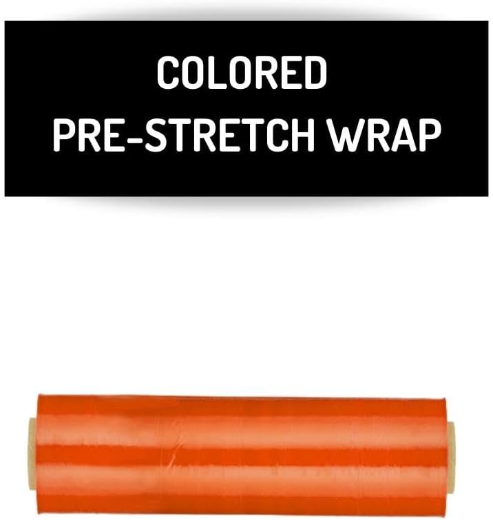 PSBM Orange Stretch Wrap, 15 Inch x 1476 Feet, 72 Pack, Tinted Pre-Stretched Shrink Wrap Film for Moving, Packaging, Pallet Wrapping