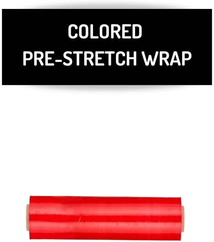 PSBM Red Stretch Wrap, 15 Inch x 1476 Feet, 72 Pack, Tinted Pre-Stretched Shrink Wrap Film for Moving, Packaging, Pallet Wrapping