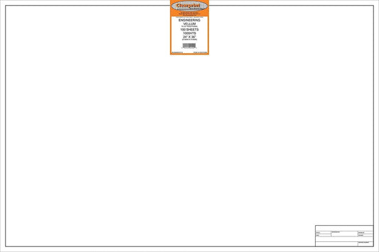 Clearprint 24" x 36" 1000H Design Vellum Sheets with Engineer Title Block, 16 lb., 100% Cotton, 100 Sheets Per Pack, 1 Each