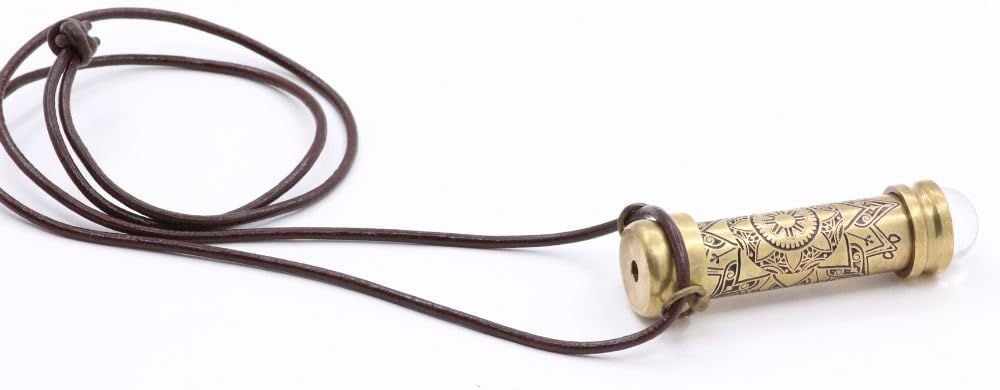 RII Brass Teleidoscope/Kaleidoscope Pandent with leather Cord Necklace, Etched Mandala Pattern Locket, Pocket Scope -A unique Gift for Loved Ones