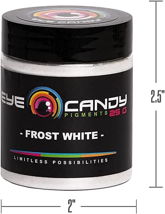 Eye Candy Pigments Premium White Mica Powder - Frost White (25gr) - for Epoxy, Resin, Soap, Paint, Woodworking, Acrylic Pouring, Bath Bombs, Fishing Lures - DIY Arts and Crafts Additive