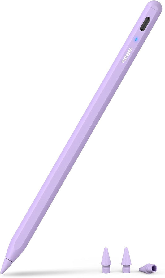 Metapen Pencil A8 for Apple iPad 2018-2025, (2X Faster Charge), Tilt Sensitivity, Pixel Precision, Stylus Pen for iPad 11/10/9/8/7/6th Gen, Pro 12.9/11/13-inch M4, Air 3/4/5/M2/M3, Mini 5/6th, Purple
