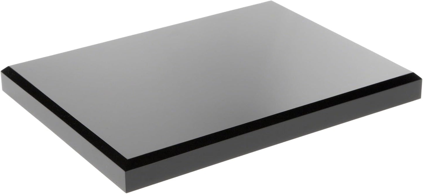 Plymor Black Acrylic Rectangular Beveled Display Base, 8" W x 6" D x 0.75" H, Pack of 2