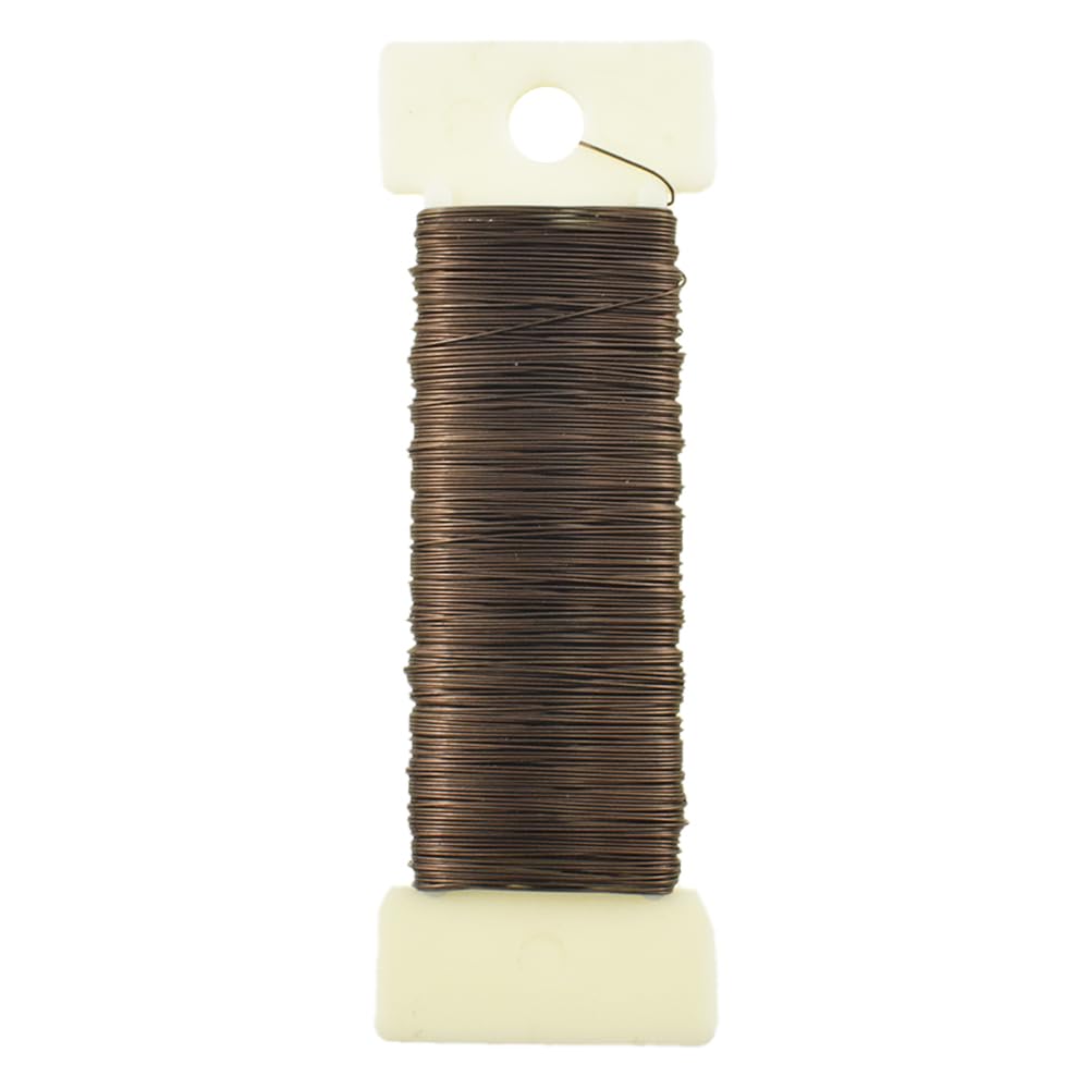 HAHIYO 26Gauge Coffee Color Metal Floral Wire - 1 Roll, 38 Yards (115 Feet) - Flexible Paddle Wire for Craft, Christmas Wreath, Flower Arrangement, Bouquet Wrapping, Wedding, DIY