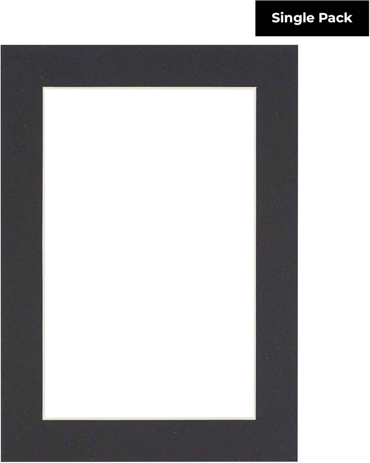 Poster Palooza 8x10 Mat Bevel Cut for 5x8 Photos - Acid Free Black Precut Matboard With Backing Board and Crystal Clear, Self Seal Photo Mat Bag - For Pictures, Photos, Framing - 4-ply Thickness