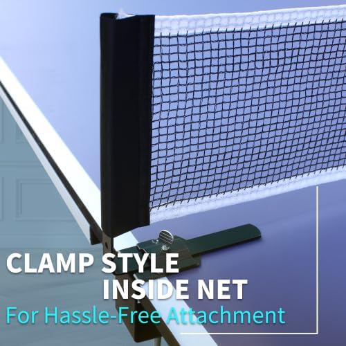 8ft/9ft Mid-Size Table Tennis Table Foldable & Portable Ping Pong Table Set for Indoor Games with Net, 2 Table Tennis Paddles and 3 Balls