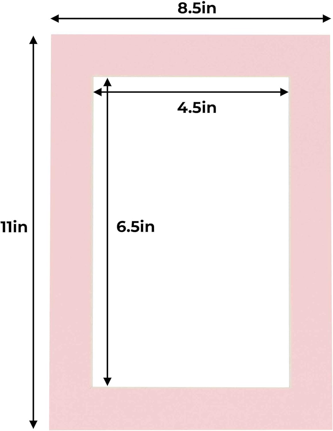 5x7 Mat for 8.5x11 Frame - Precut Mat Board Acid-Free Soft Pink 5x7 Photo Matte For a 8.5x11 Picture Frame, Premium Matboard for Family Photos, Show Kits, Art, Picture Framing, Pack of 100 Mats