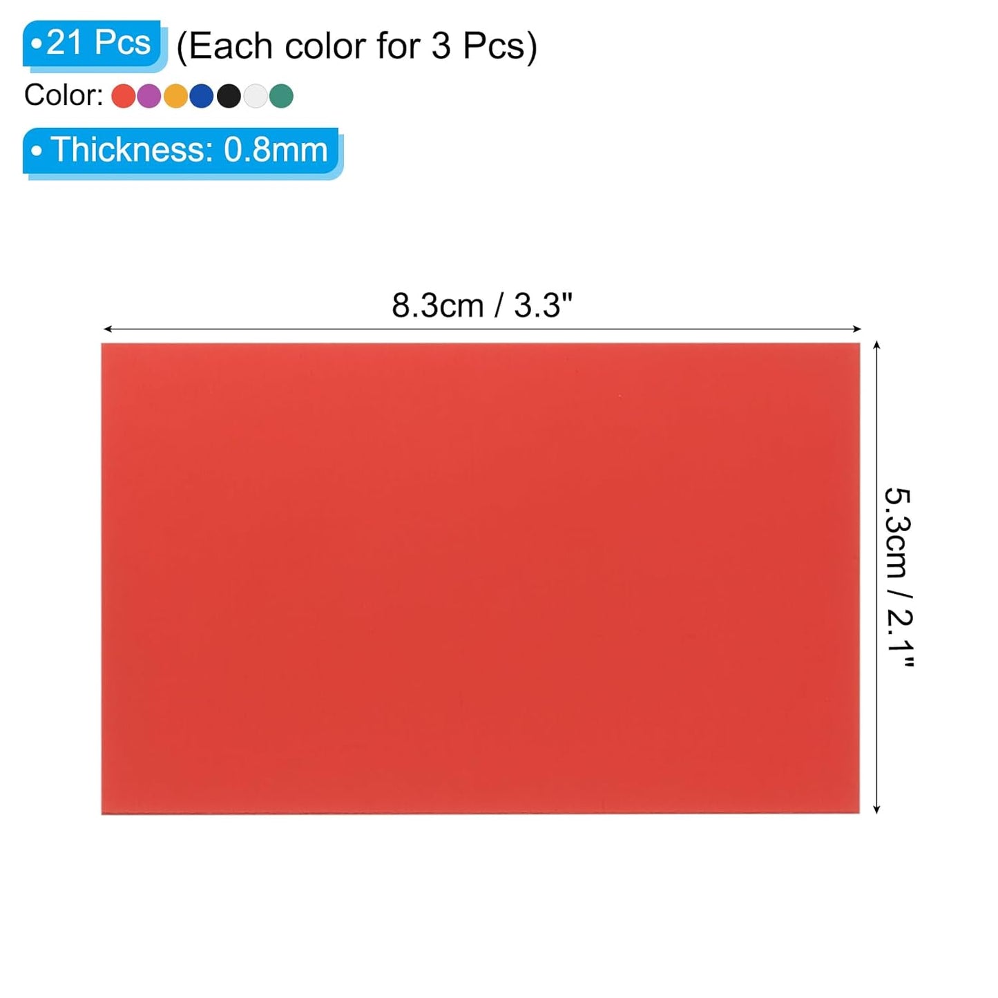 PATIKIL 2.1x3.3 Inch Anodized Aluminum Sheet Metal, 21Pcs Laser Plates Engraving Blanks 0.5MM Thin Rectangle for Crafting DIY Laser Engraving, Silver/Black/Blue/Green/Yellow/Red/Purple