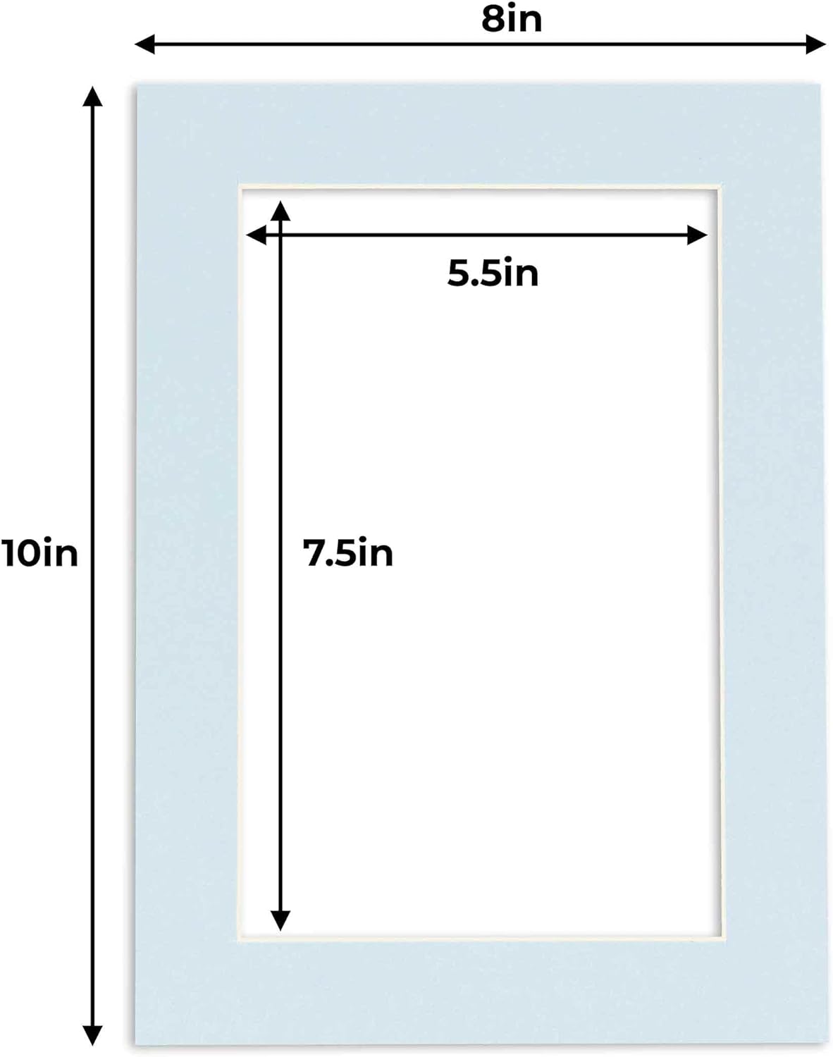 6x8 Mat for 8x10 Frame - Precut Mat Board Acid-Free Show Kit with Backing Board, and Clear Bags Baby Blue 6x8 Photo Matte Made to Fit a 8x10 Picture Frame Matboard for Framing, Pack of 100 Mats