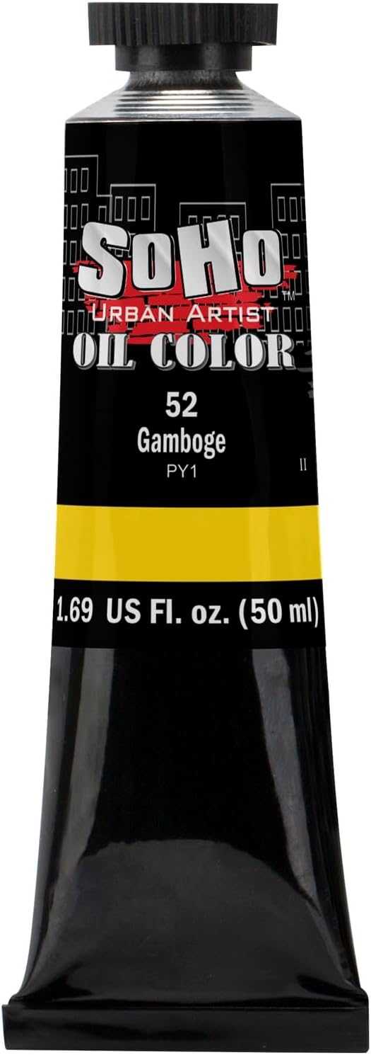 Soho Urban Artist Oil Paint - Gamboge, 50 ml Tube - Best Valued Oil Colors for Painting, Excellent Pigment Load