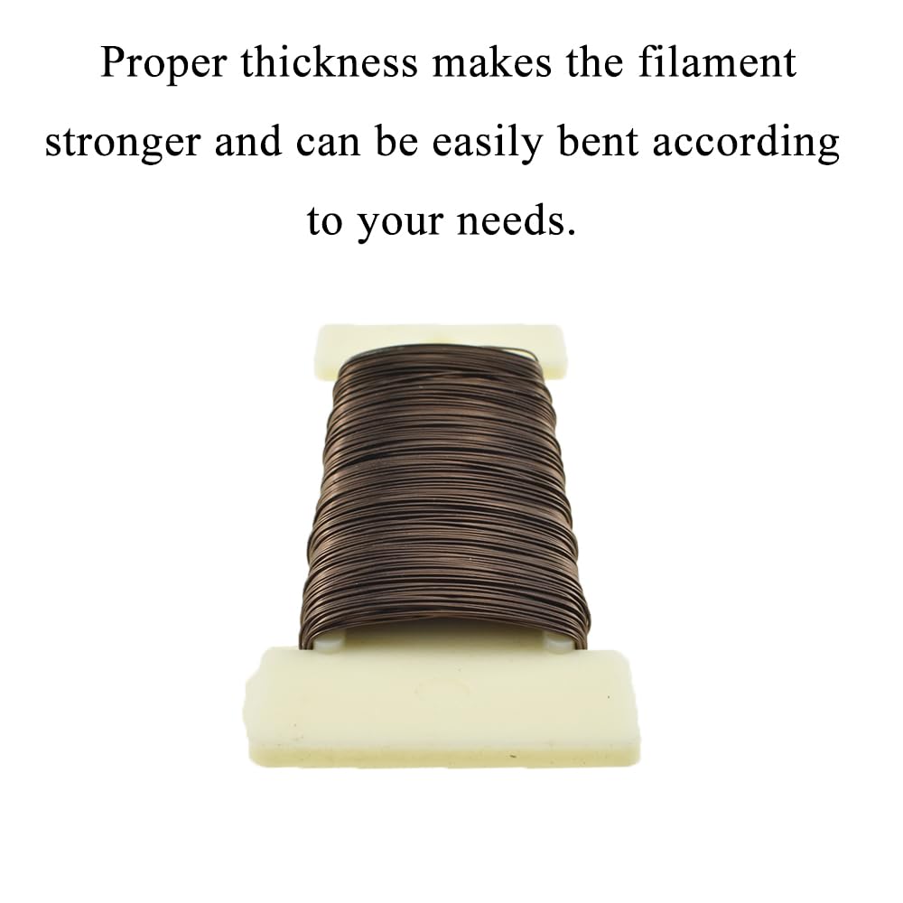 HAHIYO 26Gauge Coffee Color Metal Floral Wire - 1 Roll, 38 Yards (115 Feet) - Flexible Paddle Wire for Craft, Christmas Wreath, Flower Arrangement, Bouquet Wrapping, Wedding, DIY