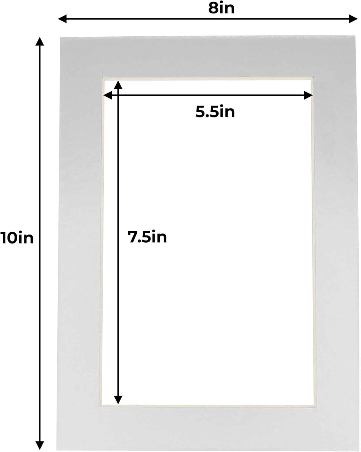 6x8 Mat for 8x10 Frame - Precut Mat Board Acid-Free Show Kit with Backing Board, and Clear Bags Metallic Silver 6x8 Photo Matte Made to Fit a 8x10 Picture Frame Matboard for Framing, Pack of 10 Mats