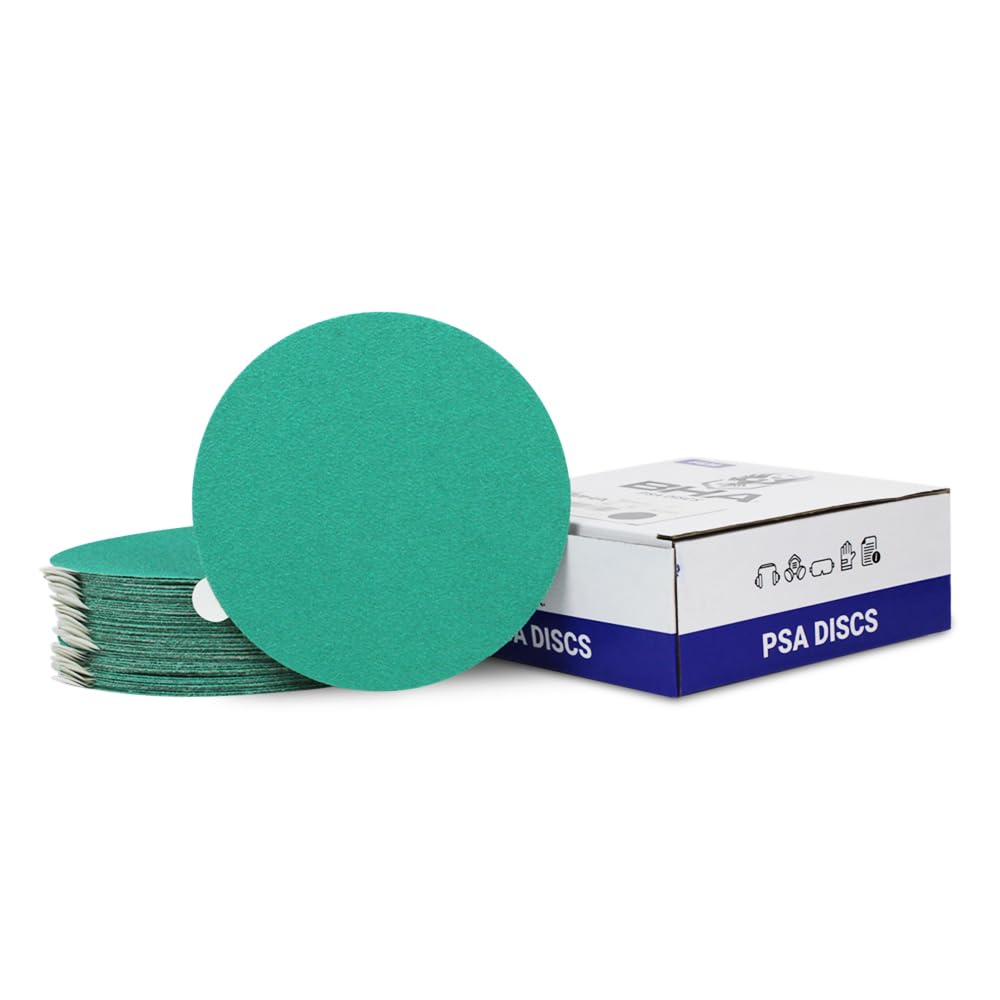 BHA 5” Green Film PSA Self Adhesive Sanding Discs - 50 Pack - Wet/Dry, Sticky Back, Premium Aluminum Oxide for Long-Lasting, Low-Dust & Load Resistant Sanding and Surface Finishing - 120 Grits