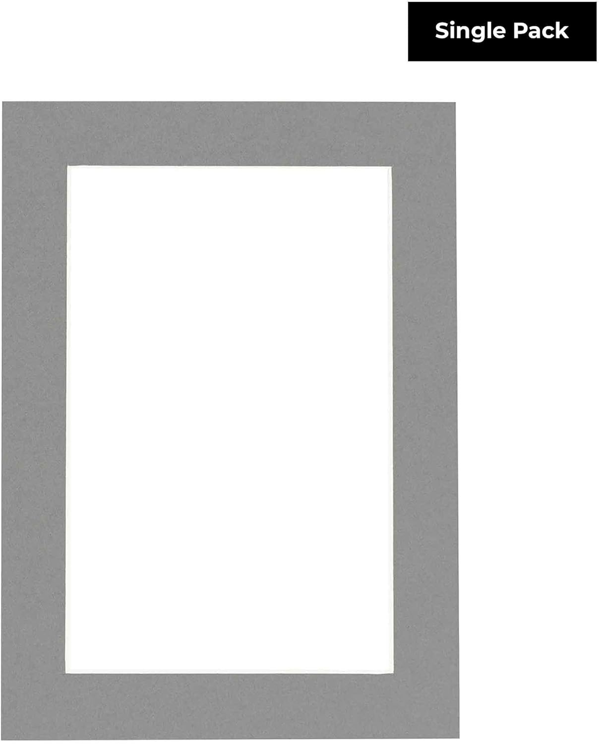 8x10 Mat for 6x8 Photo - Precut Mid Grey Picture Matboard for Frames Measuring 8 x 10 Inches - Bevel Cut Matte to Display Art Measuring 6 x 8 Inches - Acid Free ONE MAT