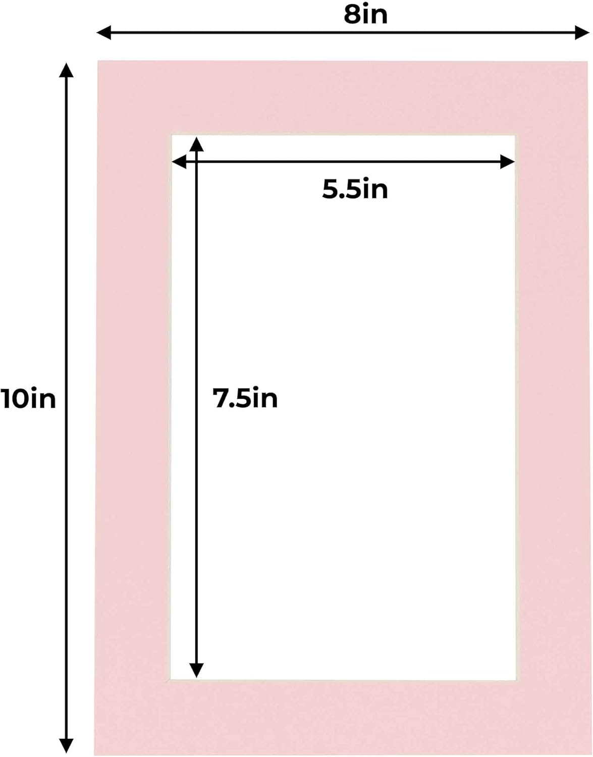 6x8 Mat for 8x10 Frame - Precut Mat Board Acid-Free Show Kit with Backing Board, and Clear Bags Soft Pink 6x8 Photo Matte Made to Fit a 8x10 Picture Frame Matboard for Framing, Pack of 25 Mats