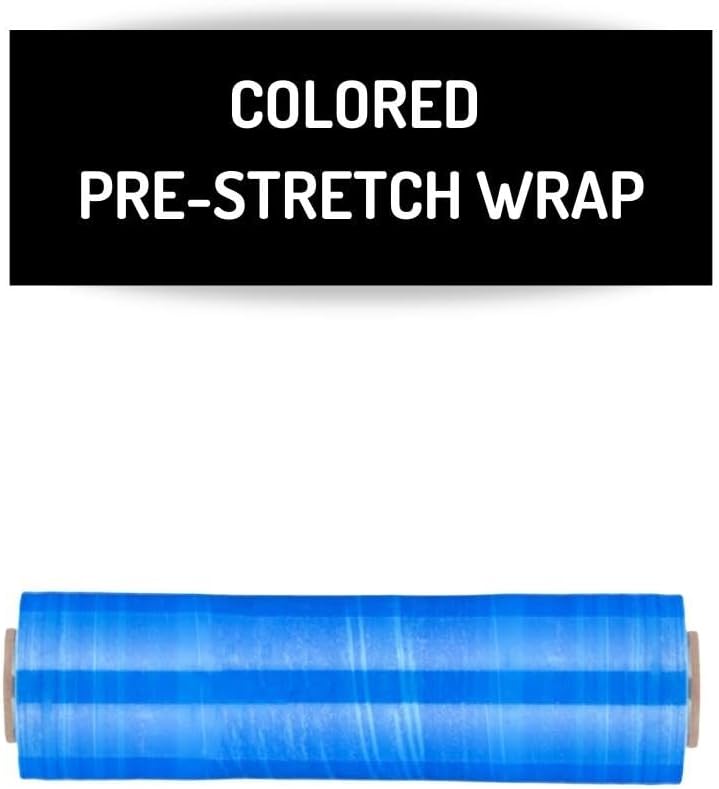 PSBM Blue Stretch Wrap, 15 Inch x 1476 Feet, 144 Pack, Tinted Pre-Stretched Shrink Wrap Film for Moving, Packaging, Pallet Wrapping
