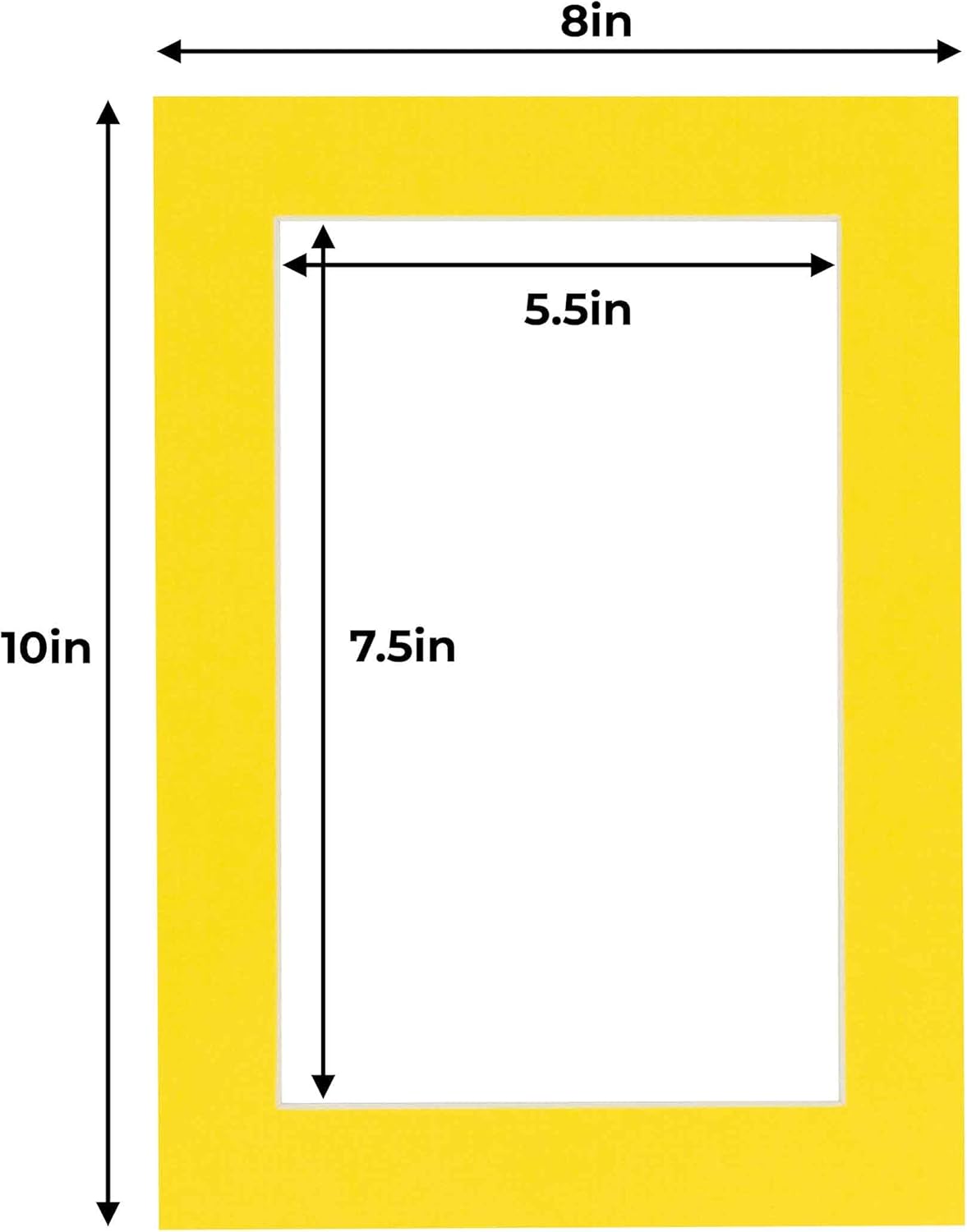 6x8 Mat for 8x10 Frame - Precut Mat Board Acid-Free Yellow 6x8 Photo Matte Made to Fit a 8x10 Picture Frame, Premium Matboard for Family Photos, Show Kits, Art, Picture Framing, Pack of 10 Mats