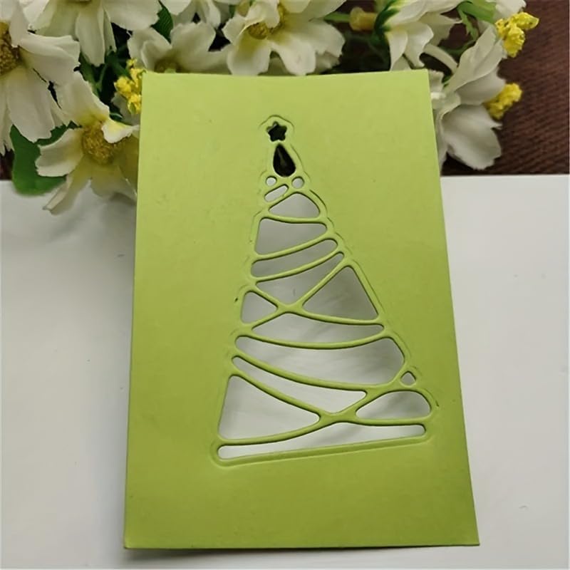 Lapoo Festivals Metal Cutting Die for Scrapbooking - Durable, Cut Stencils for DIY Scrapbook Photo Album Decorative Paper Card, Card Making Supplies, Embossing (Decorated Tree Christmas 2.3 x 1.5 in)