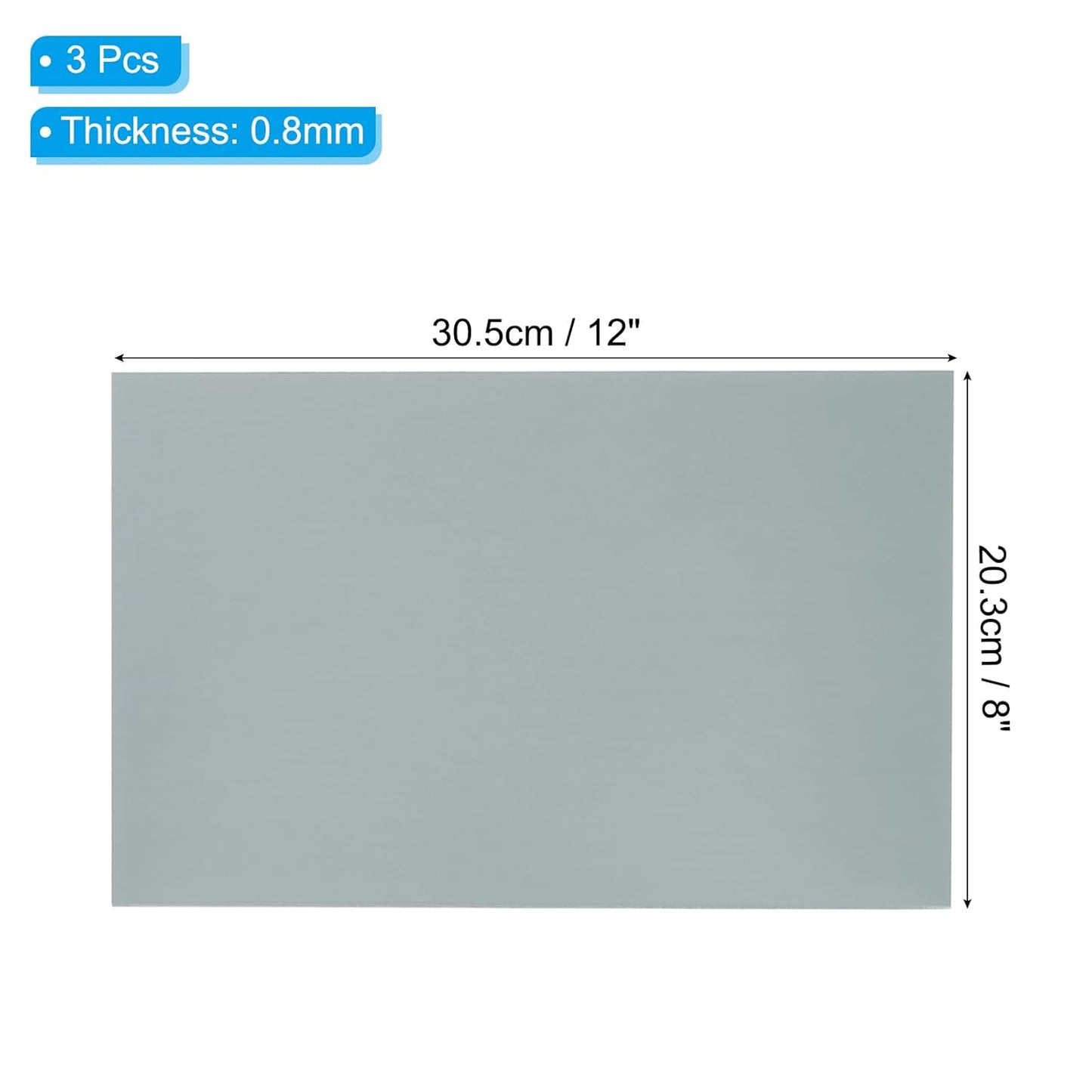 PATIKIL 8x12 Inch Anodized Aluminum Sheet Metal, 3Pcs Laser Plates Engraving Blanks 0.5MM Thin Rectangle for Crafting DIY House Laser Engraving, Gray