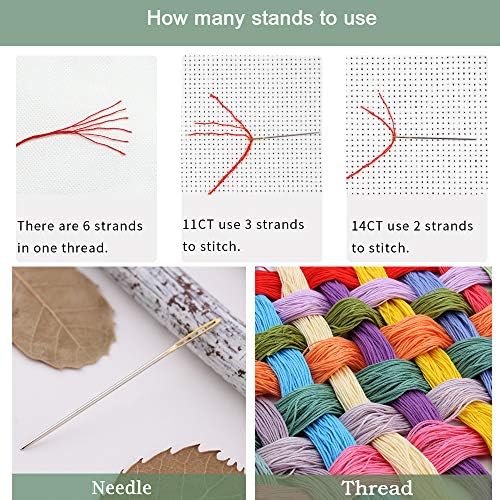 Stitchmelody Counted Cross Stitch Kits,14CT Unprinted Embroidery Set DMC Needlework- Wolves Couple 17.3''×20''