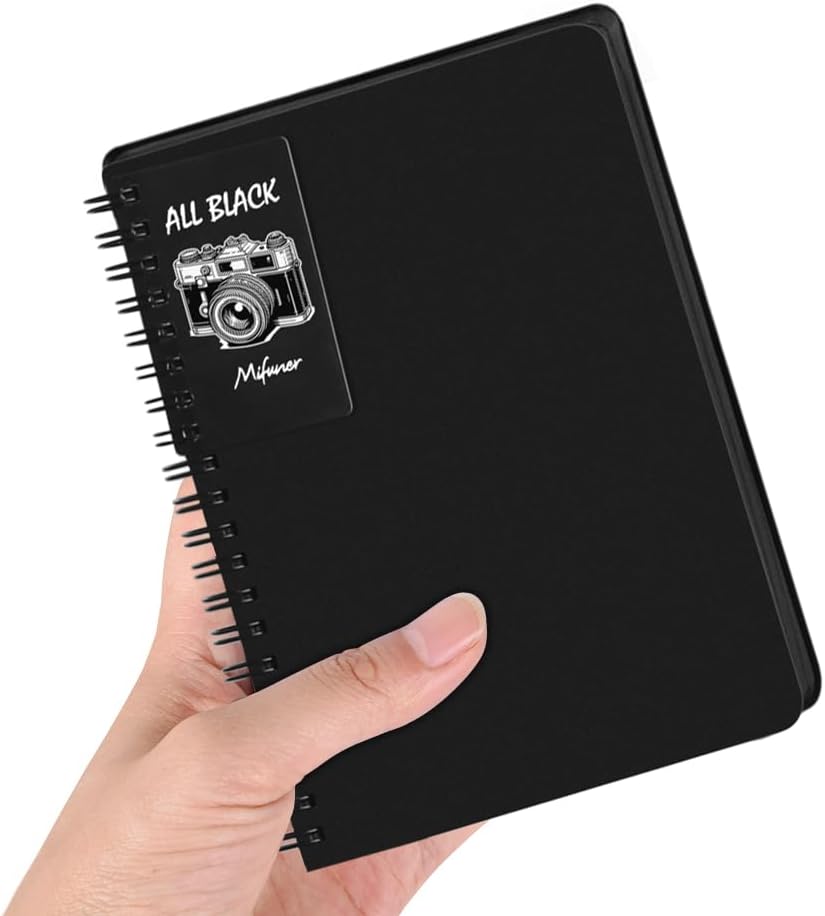 5x7in Black Paper Mixed Media Sketchbook, 110gsm Spiral Bound Art Journal Sketchbook, 70Sheets Acid-Free Travel Pocket Sketch Pad for Drawing, Illustration, Ideal for Most Dry Media