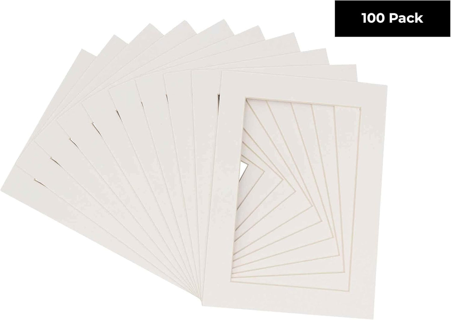 6x8 Mat for 8x10 Frame - Precut Mat Board Acid-Free Textured White 6x8 Photo Matte for a 8x10 Picture Frame, Premium Matboard for Family Photos, Show Kits, Art, Picture Framing, Pack of 100 Mats
