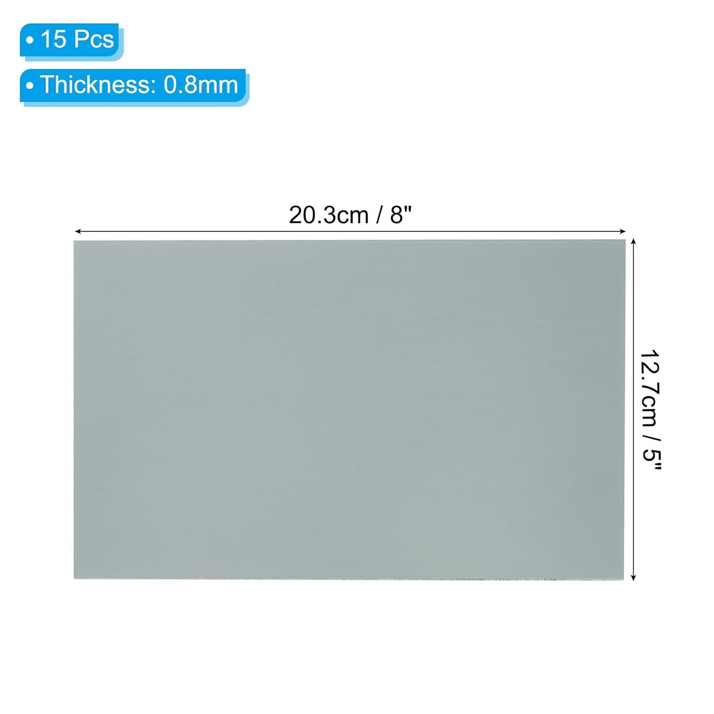 PATIKIL 5x8 Inch Anodized Aluminum Sheet Metal, 15Pcs Laser Plates Engraving Blanks 0.5MM Thin Rectangle for Crafting DIY House Laser Engraving, Gray