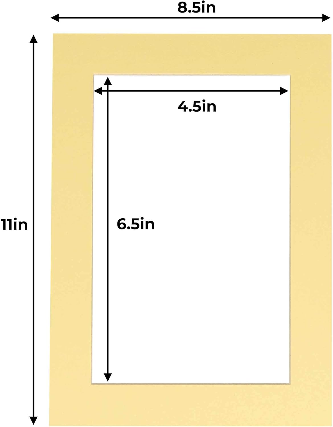 5x7 Mat for 8.5x11 Frame - Precut Mat Board Acid-Free Show Kit with Backing Board, and Clear Bags Soft Yellow 5x7 Photo Matte Made to Fit a 8.5x11 Picture Frame Matboard for Framing, Pack of 10 Mats