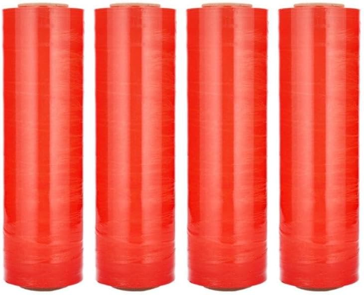 PSBM Orange Stretch Wrap, 15 Inch x 1476 Feet, 4 Pack, Tinted Pre-Stretched Shrink Wrap Film for Moving, Packaging, Pallet Wrapping