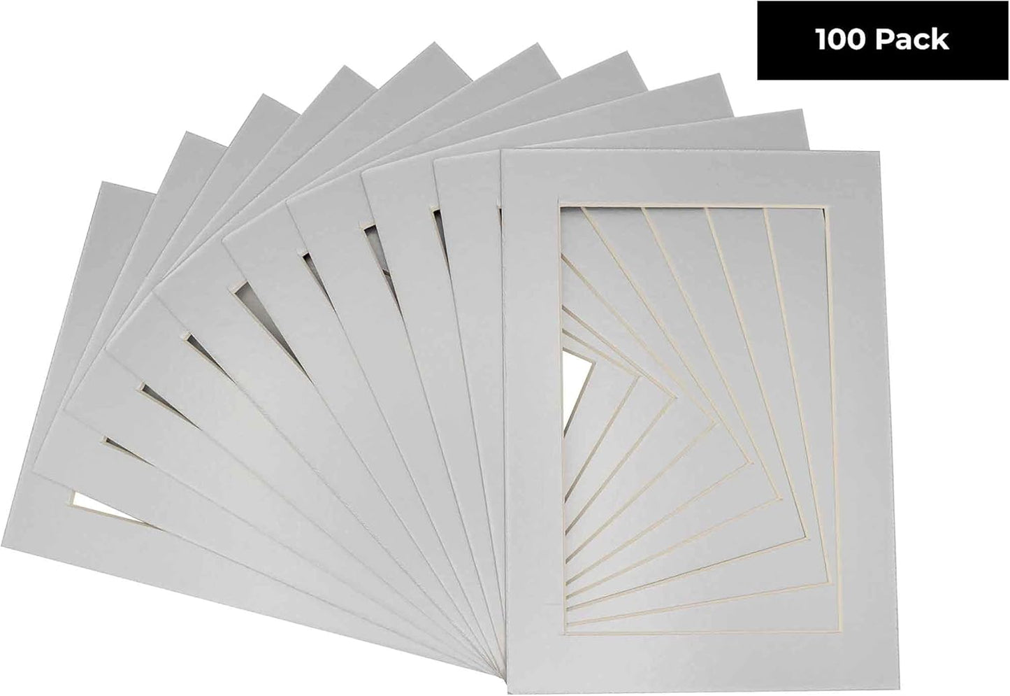 6x8 Mat for 8x10 Frame - Precut Mat Board Acid-Free Show Kit with Backing Board, and Clear Bags Metallic Silver 6x8 Photo Matte Made to Fit a 8x10 Picture Frame Matboard for Framing, Pack of 100 Mats