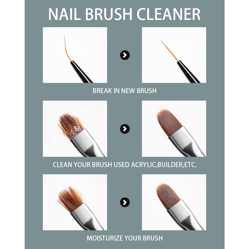 Aijimei Acrylic Nail Brush Cleaner - Liquid Paint Brush Cleaner for Nails Artists (250ml/8.5 FL.OZ)