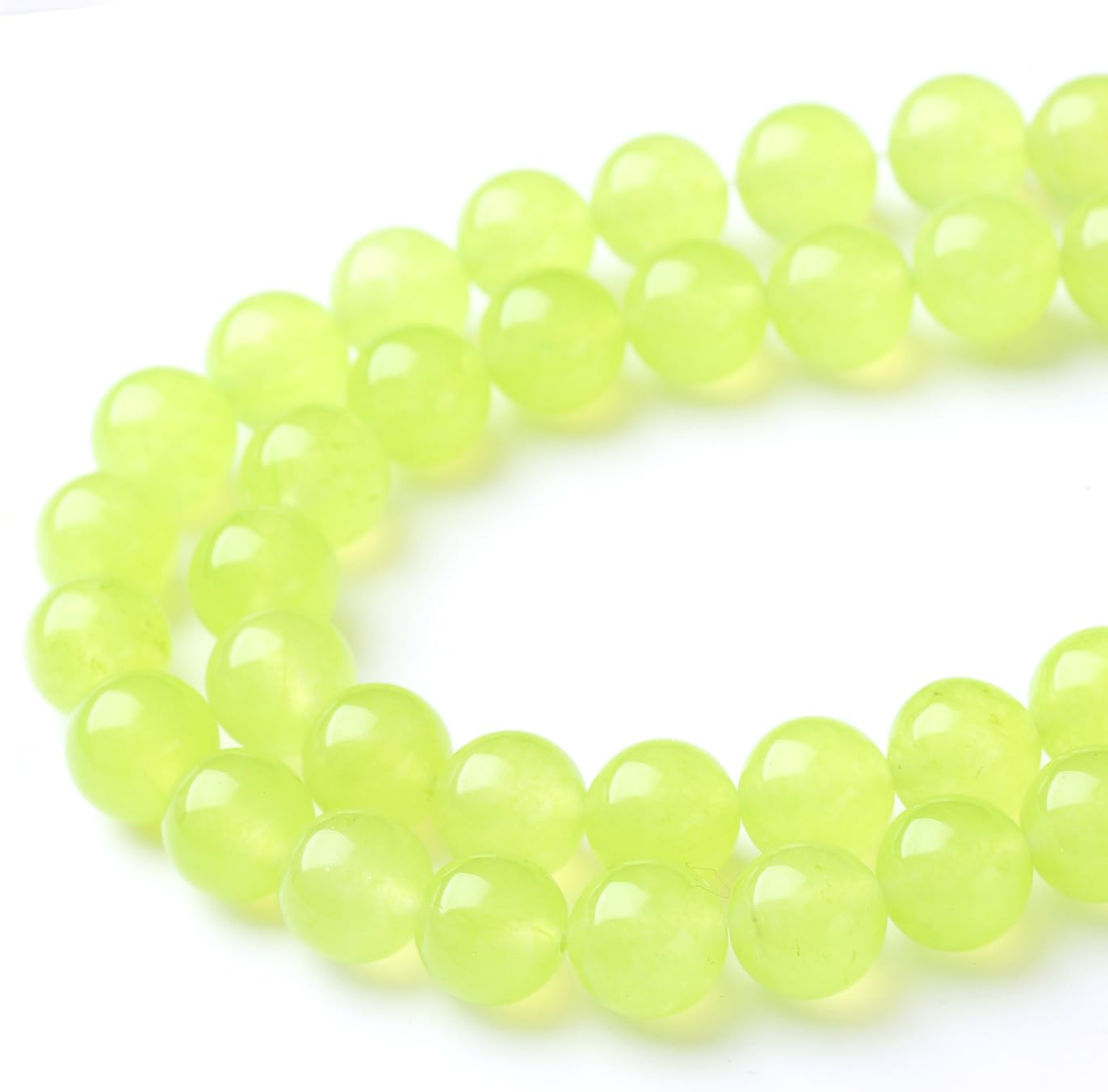 35PCS 10MM Natural Apple Green Chalcedony Beads Round Loose Stone Beads for Jewelry Making DIY Energy Stone Healing Power Bracelet 15"