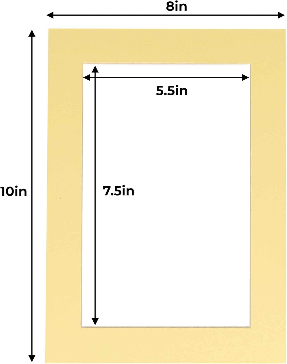 8x10 Mat for 6x8 Photo - Precut Soft Yellow Picture Matboard for Frames Measuring 8 x 10 Inches - Bevel Cut Matte to Display Art Measuring 6 x 8 Inches - Acid Free ONE MAT