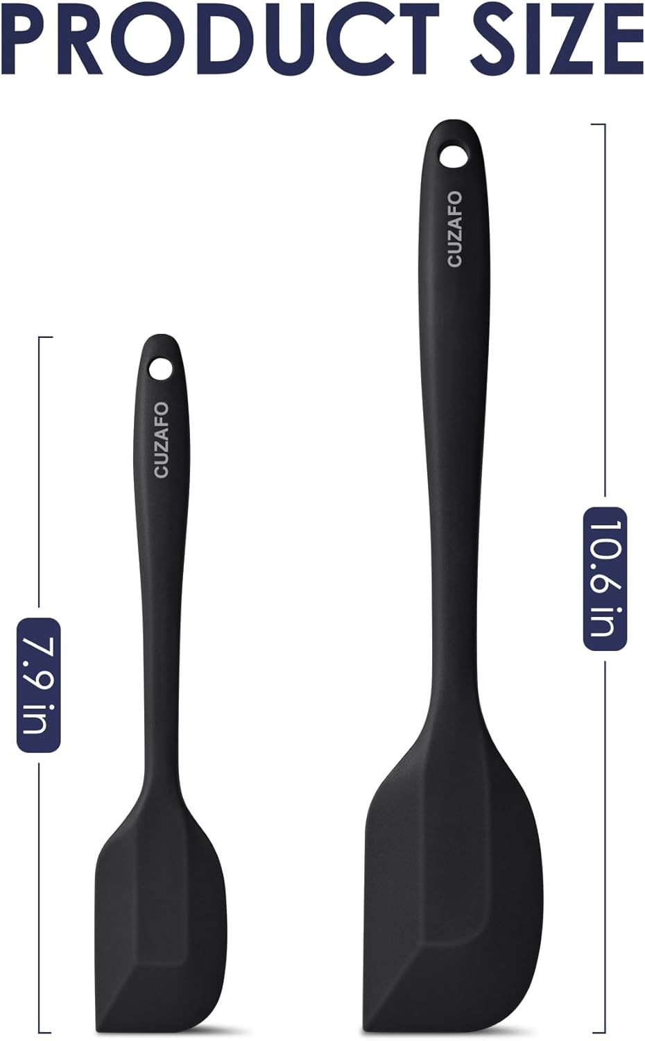 Heat Resistant 600℉ Silicone Spatula, BPA Free Mixing Spatulas set Dishwasher Safe for Nonstick Cookware, Black