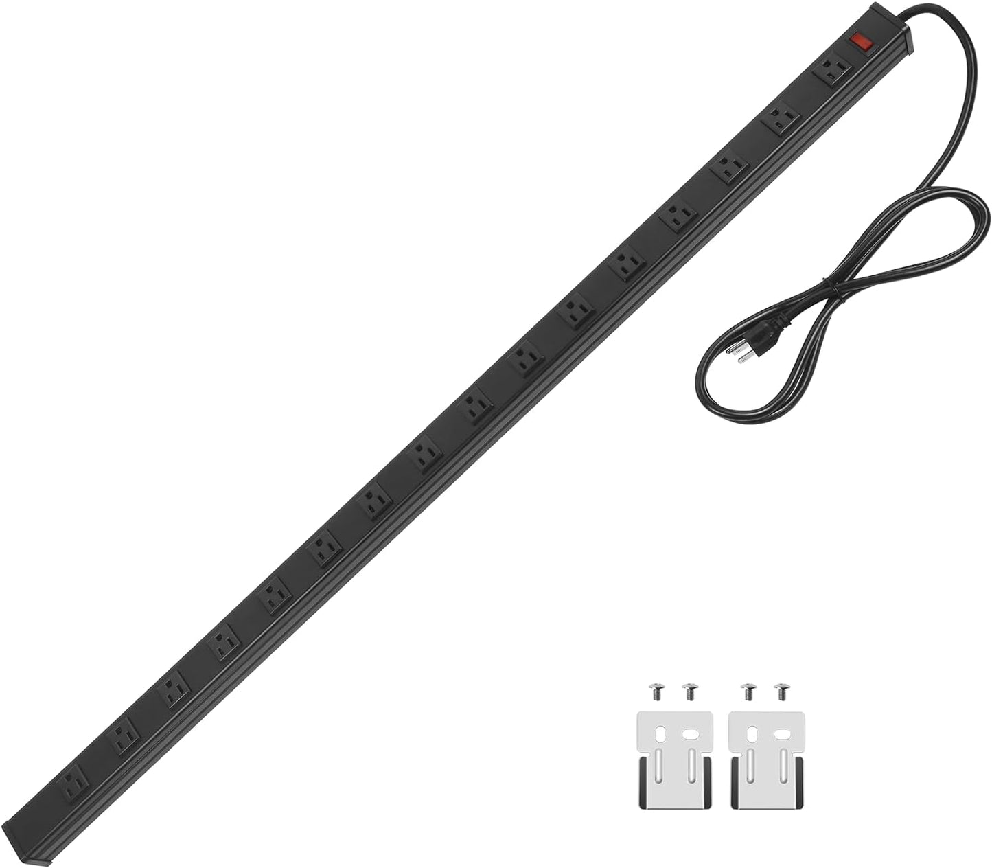 CCCEI Long Heavy Duty Power Strip, 16 Outlet Large Metal Power Strip, Garage Workshop Multi Wide Industrial Power Strip. 15 FT Cord 15A, 125V, 1875W, Black