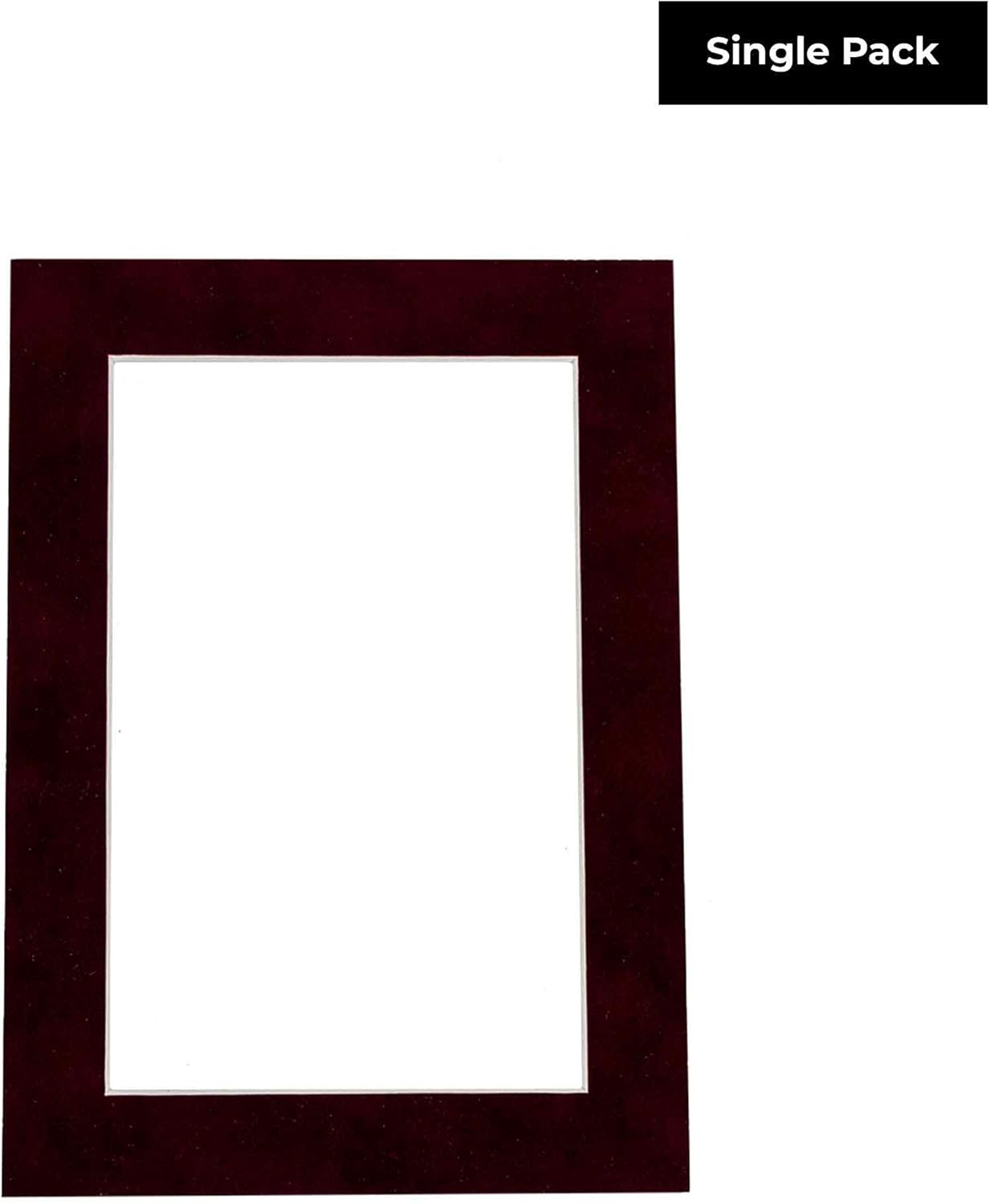 8x10 Mat Bevel Cut for 6x8 Photos - Acid Free Dark Red Suede Precut Matboard With Backing Board and Crystal Clear, Self Seal Photo Mat Bag - For Pictures, Photos, Framing - 4-ply Thickness
