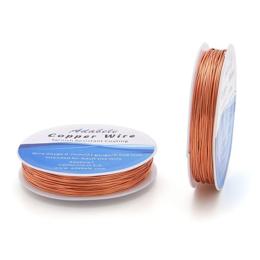 Adabele 82 Feet Premium Tarnish Resistant Round Bare Raw Jewelry Copper Wire Beading Wire Spool Bulk (0.7mm/21 Gauge) for DIY Craft Jewelry Making BF287-7