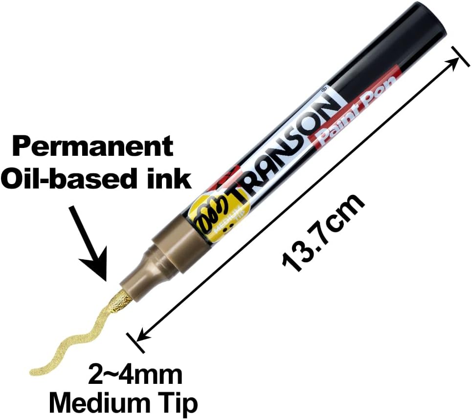 TRANSON 4 Colors Permanent Paint Markers for Fabric Rock Craft Diy Painting Medium Tip Oil Based Waterproof