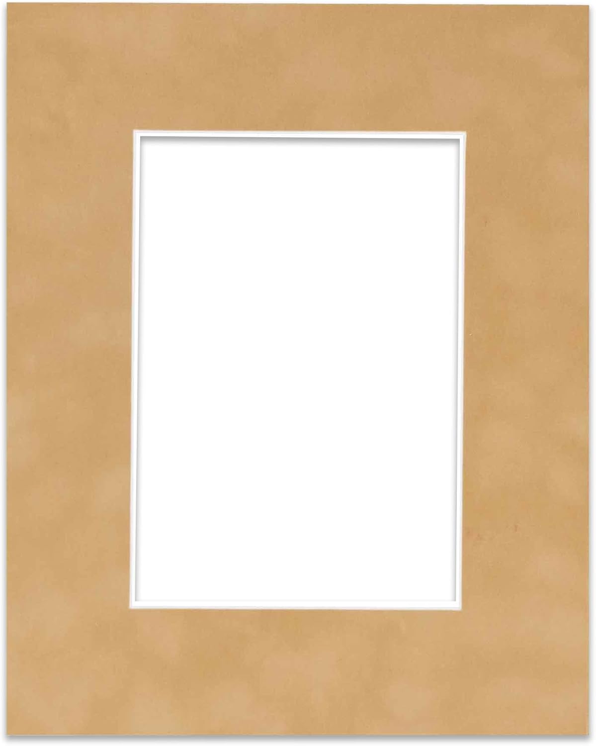 8x10 Mat Bevel Cut for 5.5x8.5 Photos - Acid Free Beige Suede Precut Matboard with Backing Board and Crystal Clear, Self Seal Photo Mat Bag - for Pictures, Photos, Framing - 4-ply Thickness