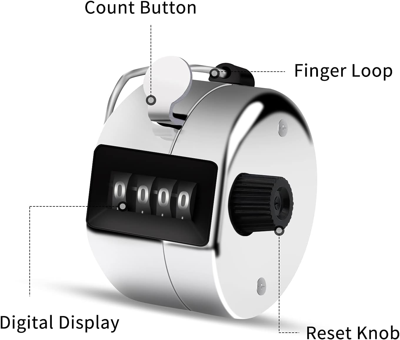 12 Pcs Hand Tally Counter 4-Digit Lap Counter Clicker, Manual Mechanical Handheld Pitch Click Counter with Finger Ring for School Golf & Knitting Row Croche
