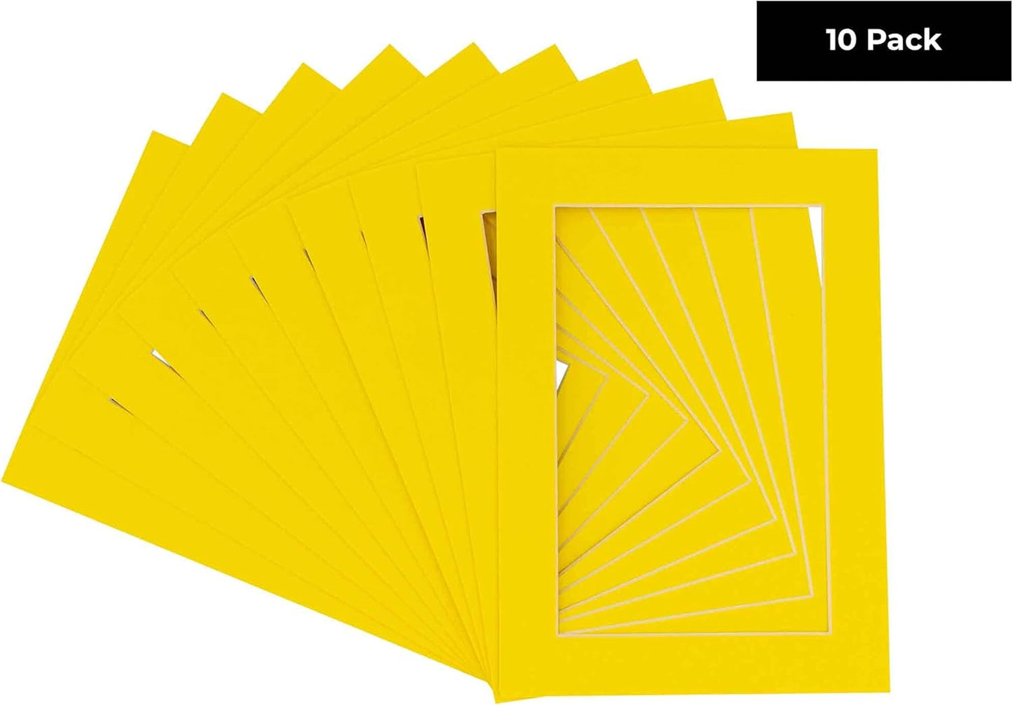 Pack of TEN 8.5x11 Mats Bevel Cut for 7x9 Photos - Acid Free Yellow Precut Matboards For Pictures, Photos, Framing - 4-ply Thickness