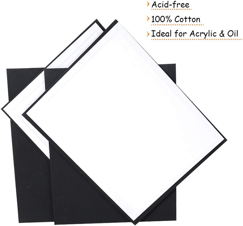 CONDA Black Canvases for Painting, Canvas Panels 8x10 inch, Pack of 14, 100% Cotton Acid-Free, 8 oz Gesso-Primed, Art Boards for Oil & Acrylic Painting