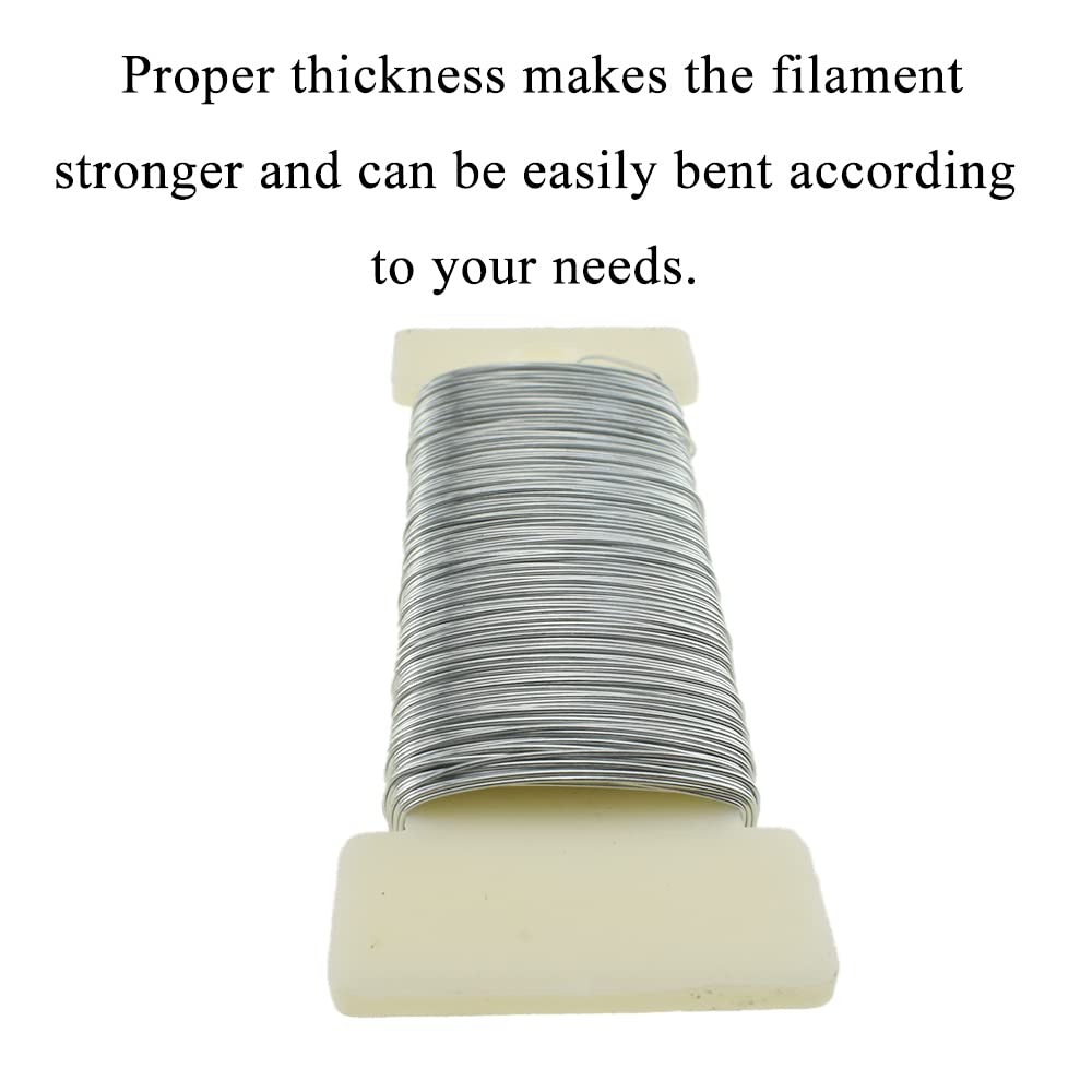 HAHIYO 26Gauge Silver 3 Rolls Total 115 Yards(345 Feet) Metal Floral Wire Flexible Paddle Wire for Crafts Christmas Wreaths Tree Flower Arrangement Bouquet Wrapping Wedding DIY