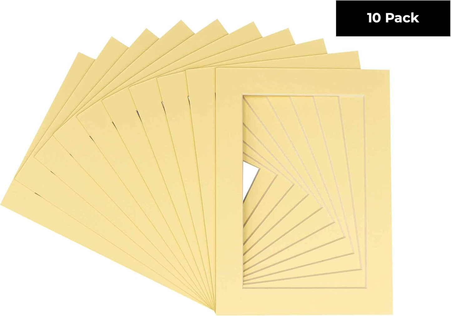 5.5x8.5 Mat for 8.5x11 Frame - Precut Mat Board Acid-Free Show Kit with Backing Board, and Clear Bags Soft Yellow 5.5x8.5 Photo Matte For a 8.5x11 Picture Frame Matboard for Framing, Pack of 10 Mats