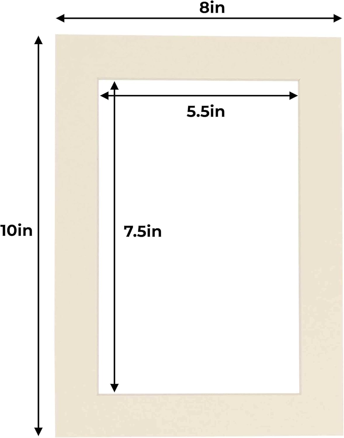 6x8 Mat for 8x10 Frame - Precut Mat Board Acid-Free Textured Cream 6x8 Photo Matte for a 8x10 Picture Frame, Premium Matboard for Family Photos, Show Kits, Art, Picture Framing, Pack of 25 Mats