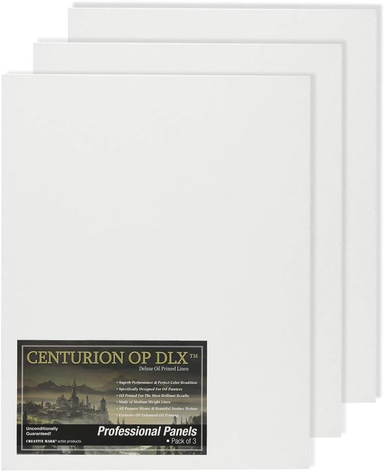Centurion Deluxe Professional Oil Primed Linen Canvas Panels - 10x20-3 Pack of Linen Canvases for Painting, Artwork and More